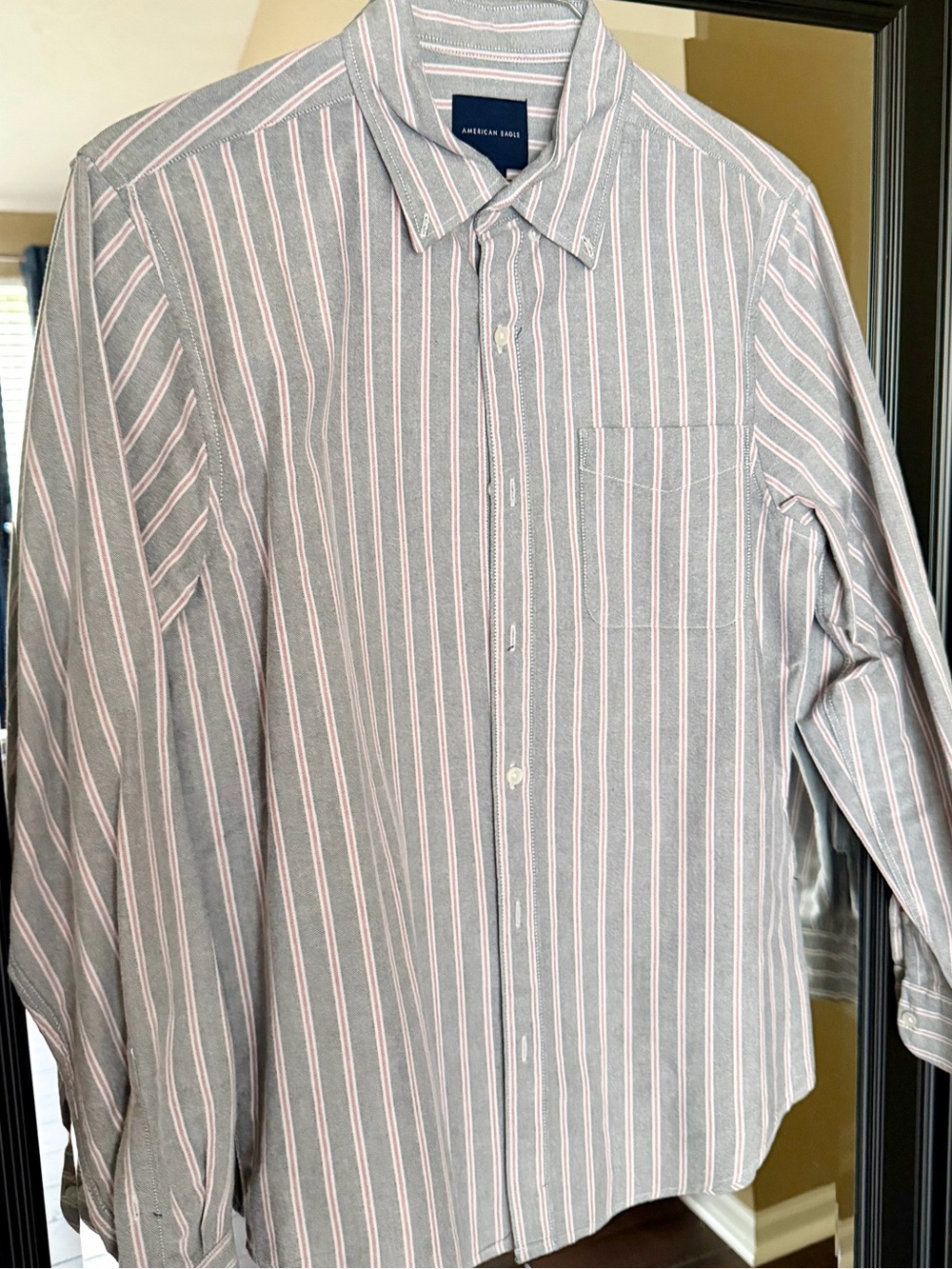 American Eagle Outfitters Gray Shirt with Pink Stripes - Soft Cotton